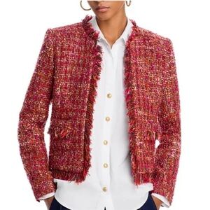 L'Agence Angelina Red Orange Tweed Jacket NWT